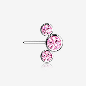 Implant Grade Titanium OneFit Threadless Triple Bubble Sparkle Front Facing Top Part-Pink